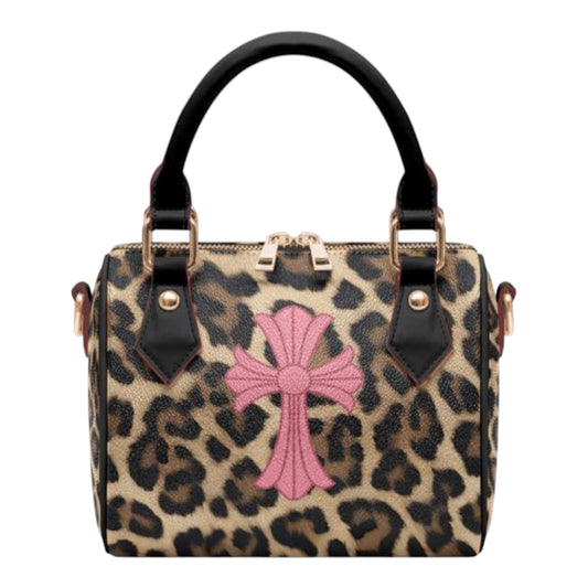 Cheetah + Pink Cross Pillow Bag