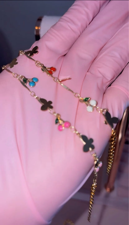 Cherry + Butterfly Charm Bracelet