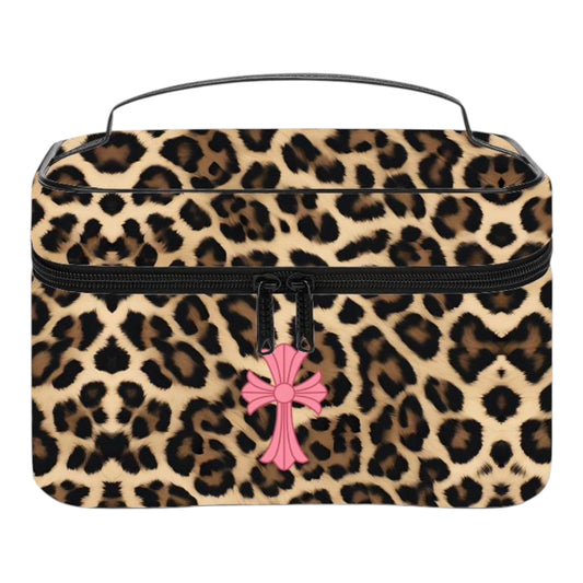 Cheetah + Pink Cross Vanity Bag