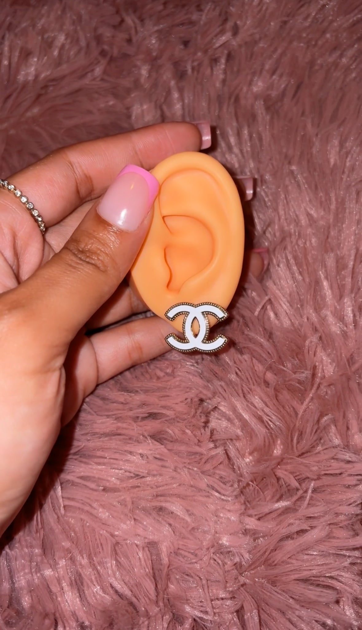 White + Gold cc earrings