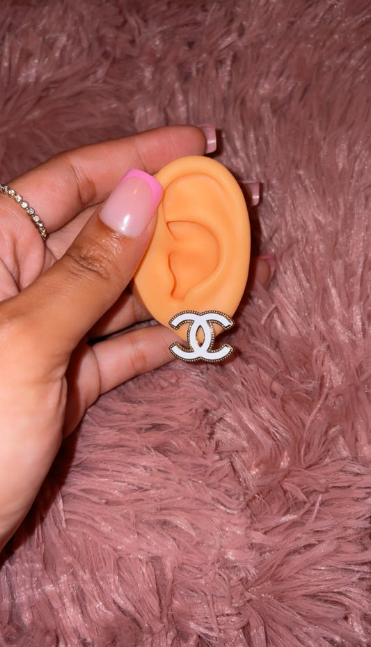 White + Gold cc earrings